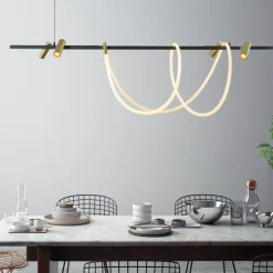 Zumaline Lampy Wiszące^Lampa wisząca LED listwa z reflektorkami czarno-złota BALBO na pilota