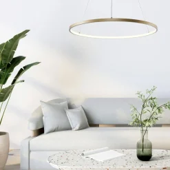 Hot Zumaline Lampa wisząca LED pierścieniowa złota BRENO 60 cm