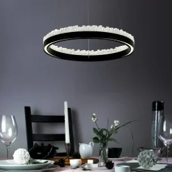 Hot Zumaline Lampa wisząca LED pierścieniowa czarna REGI 60 cm