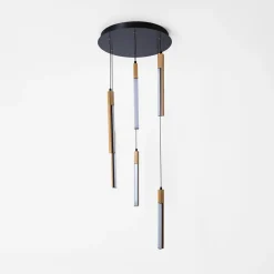Hot Zumaline Lampa wisząca LED podstawa okrągła czarna drewniana ELIOT VI