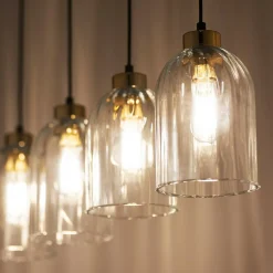 TK Tomasz Krywult Lampy Wiszące^Lampa wisząca listwa 4 klosze transparent SATIPO 4