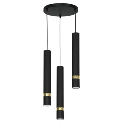 Discount Luminex Lampa wisząca loftowa tuba czarno-złota RENO III