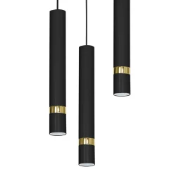 Discount Luminex Lampa wisząca loftowa tuba czarno-złota RENO III