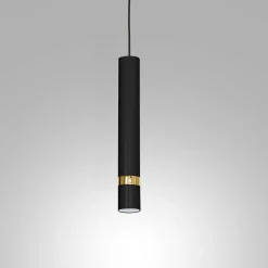 New Luminex Lampa wisząca loftowa tuba czarno-złota RENO