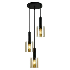 Best inny Lampa wisząca okragła podstawa 3 klosze czarna SARDO