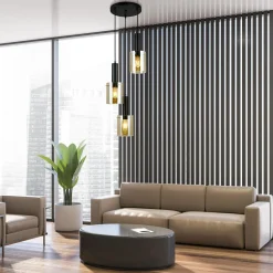 Best inny Lampa wisząca okragła podstawa 3 klosze czarna SARDO