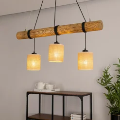 Spot - Light Lampy Wiszące^Lampa wisząca rustykalna sosna TRABO JUTE 3