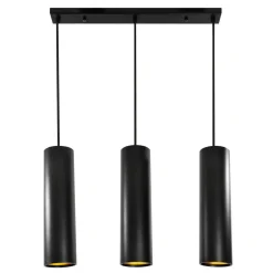 Lampy Wiszące^Lampa wisząca tuba czarno-złota LATI III