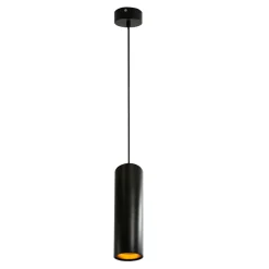 Lampy Wiszące^Lampa wisząca tuba czarno-złota LATI I