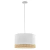 Lampy Wiszące^Lampa wisząca z rattanem biała PAGLIA 38,5 cm