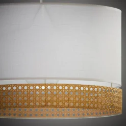 Lampy Wiszące^Lampa wisząca z rattanem biała PAGLIA 38,5 cm