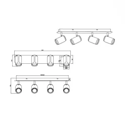 Outlet inny Listwa 4 reflektory kawowa czarna GILLAN
