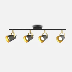 Discount Krislamp Listwa oświetleniowa 4 reflektorki czarno-złota FABIO