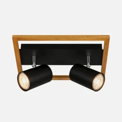 Outlet inny Listwa podwieszana 2 reflektory ramka jasne drewno czarna FREY
