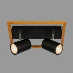 Outlet inny Listwa podwieszana 2 reflektory ramka jasne drewno czarna FREY