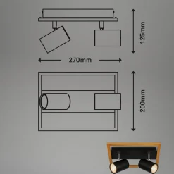 Outlet inny Listwa podwieszana 2 reflektory ramka jasne drewno czarna FREY
