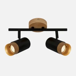 Outlet inny Listwa podwieszana 2 reflektory jasne drewno czarna PLEK