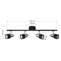 Discount LED-POL Listwa 4-punktowa czarna ORO STERNA