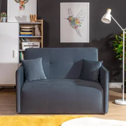Clearance Mała sofa niebieska 126 cm LEO II