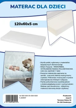 Dzieci Materace I Stelaże|Materace^Materac piankowy do łóżeczka 60x120 cm