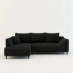 Discount FN Design Narożnik rozkładany czarny ASOLO lewy