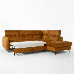 Discount Agio Divani Narożnik rozkładany musztardowy GOJA prawy