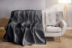 Discount Estetica Narzuta na łóżko pikowana w liście szara FERN 240x260 cm