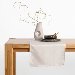 inny Obrus żakardowy w listki kremowy ACACIA 40x120 cm