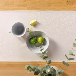 inny Obrus żakardowy w listki kremowy ACACIA 40x120 cm