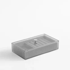 inny Stojaki Na Biżuterię^Organizer na biżuterię z pokrywką 18x10x4,2 cm szary
