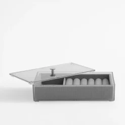 inny Stojaki Na Biżuterię^Organizer na biżuterię z pokrywką 18x10x4,2 cm szary