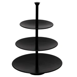 Miski, Patery I Półmiski^Patera piętrowa na ciasto i owoce 3 poziomy czarna 34 cm