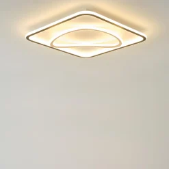 Zumaline Plafony|Wszystkie Lampy Sufitowe^Plafon LED kwadratowy czarno-złoty LENS 50x50 cm