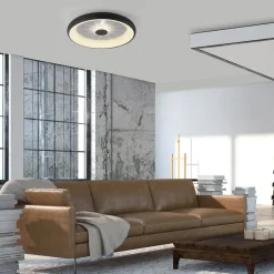 New Paul Neuhaus Plafon LED 29W czarny VERTIGO z pilotem fi 46,5 cm
