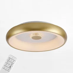 Clearance Paul Neuhaus Plafon LED 29W złoty VERTIGO z pilotem fi 46,5 cm
