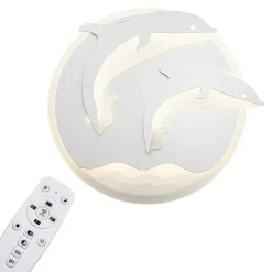 Dzieci Lampy Wiszące I Sufitowe|Lampy Do Pokoju Dziecięcego^Plafon ozdobny LED DELFINY 48 W P-666/1 z pilotem