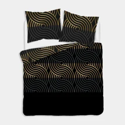Outlet inny Pościel bawełniana geometryczna czarna HOME SATIN 160x200 cm