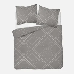 Outlet inny Pościel bawełniana geometryczna, szara HOME SATIN 220x200 cm