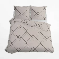 Outlet inny Pościel bawełniana geometryczna kremowo-biała HOME SATIN 220x200 cm
