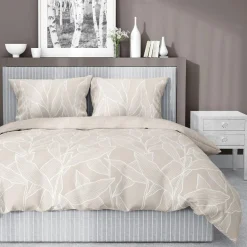 Sale inny Pościel bawełniana w liście różowa HOME SATIN 160x200 cm