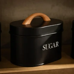 Pojemniki Na Żywność^Pojemnik kuchenny na cukier czarny 15 cm