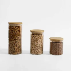 Discount inny Pojemnik kuchenny z bambusową pokrywką 1000 ml