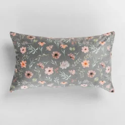 Best inny Poszewka dekoracyjna w kwiaty szara DAISY 30x50 cm