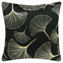 Sale Estetica Poszewka dekoracyjna w liście miłorzębu czarna INEZ 45x45 cm