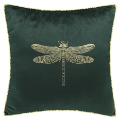 Estetica Poszewki I Poduszki Dekoracyjne^Poszewka dekoracyjna zielona z ważką AURE 45x45 cm