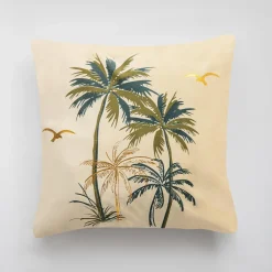 Discount inny Poszewka w tropikalne palmy beżowa FEZA 45x45 cm