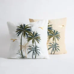 Discount inny Poszewka w tropikalne palmy beżowa FEZA 45x45 cm