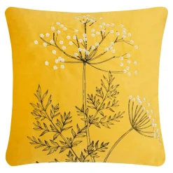 Estetica Poszewki I Poduszki Dekoracyjne^Poszewka welurowa z haftem żółta ANISE 45x45 cm