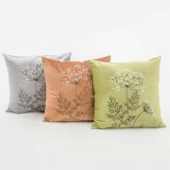 Clearance Estetica Poszewka welurowa z haftem jasnoszara ANISE 45x45 cm