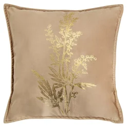 New Estetica Poszewka welurowa z motywem roślinnym beżowa HERBS 45x45 cm
